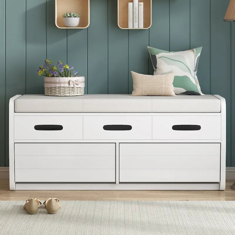 Rustic Storage Bench with 2 Drawers and Hidden Storage - 40.9 x 15 in. Seat