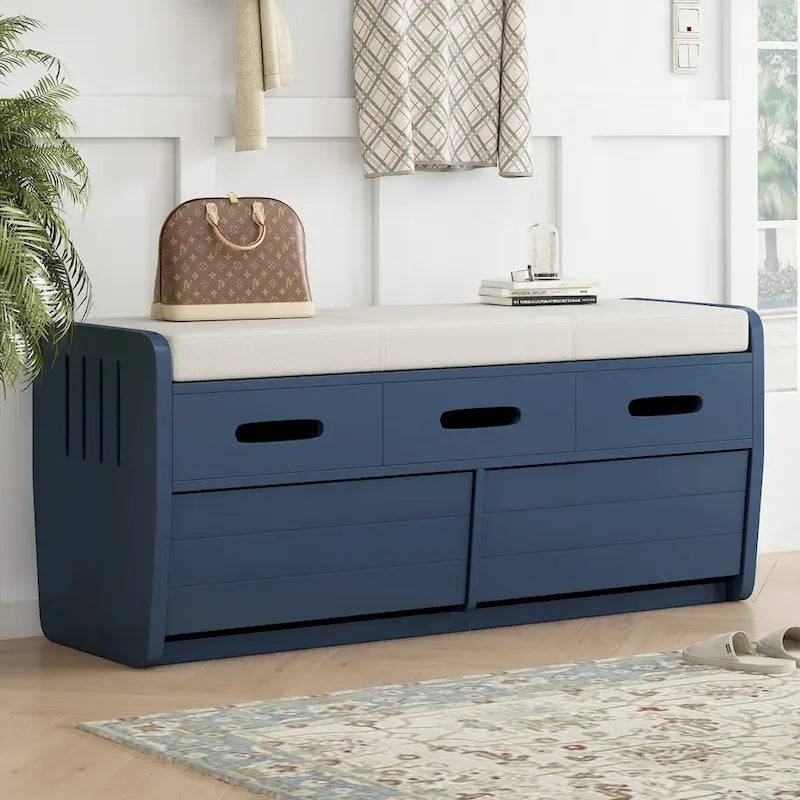 Rustic Storage Bench with 2 Drawers and Hidden Storage - 40.9 x 15 in. Seat