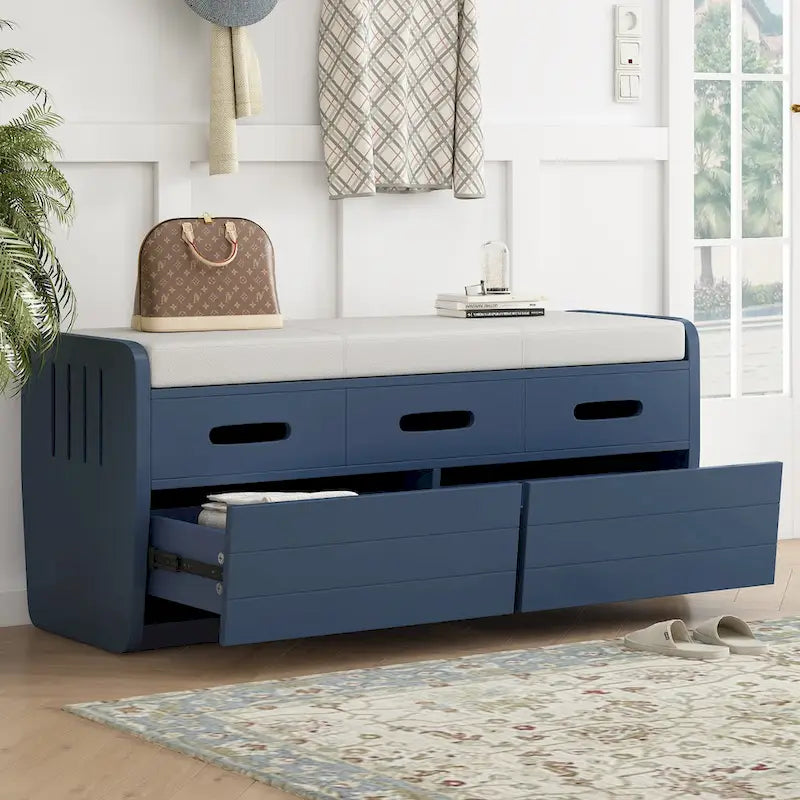 Rustic Storage Bench with 2 Drawers and Hidden Storage - 40.9 x 15 in. Seat
