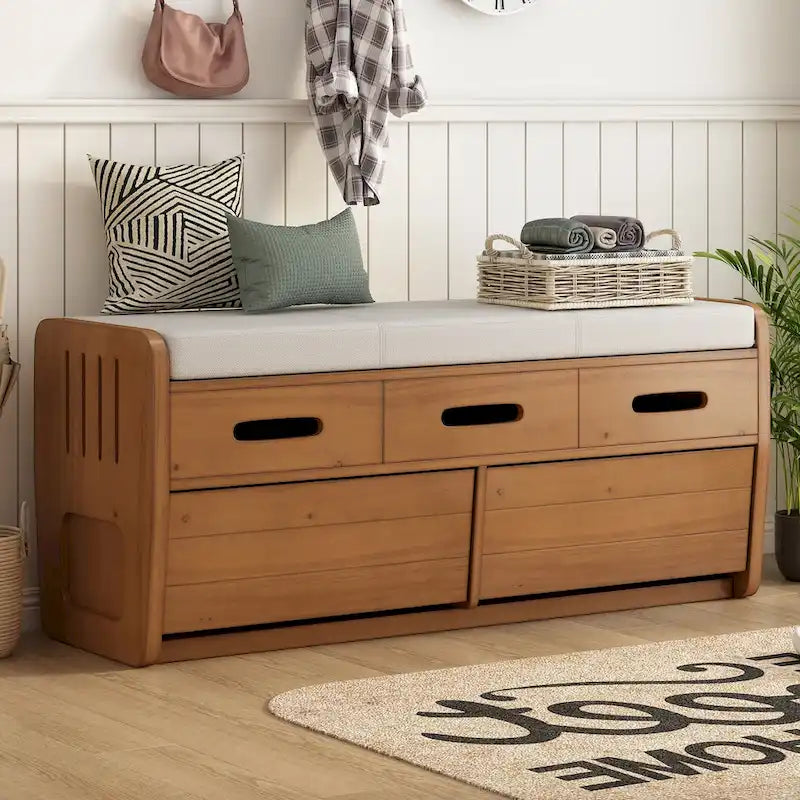 Rustic Storage Bench with 2 Drawers and Hidden Storage - 40.9 x 15 in. Seat