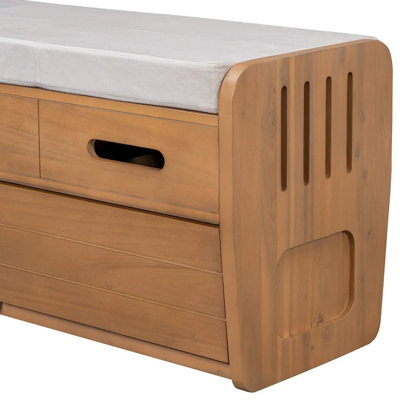 Rustic Storage Bench with 2 Drawers and Hidden Storage - 40.9 x 15 in. Seat