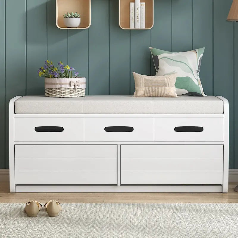Rustic Storage Bench with 2 Drawers and Hidden Storage - 40.9 x 15 in. Seat