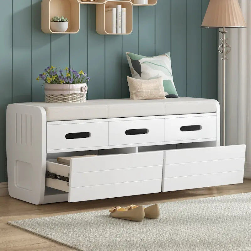 Rustic Storage Bench with 2 Drawers and Hidden Storage - 40.9 x 15 in. Seat
