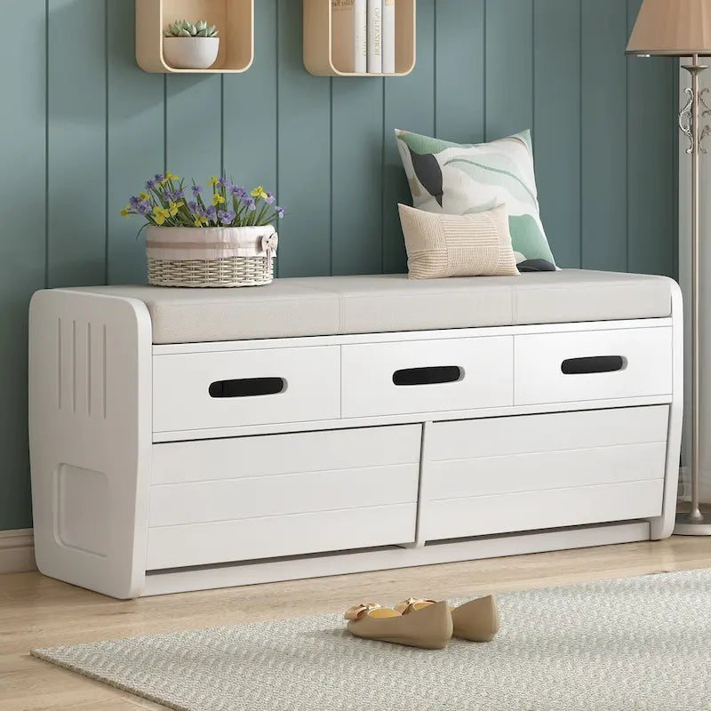 Rustic Storage Bench with 2 Drawers and Hidden Storage - 40.9 x 15 in. Seat