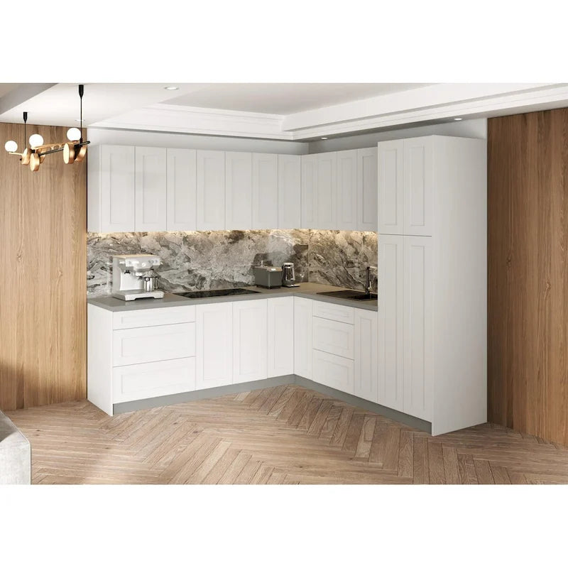 Kitchen Cabinet Set White Matte - 96x96 in. Base Size