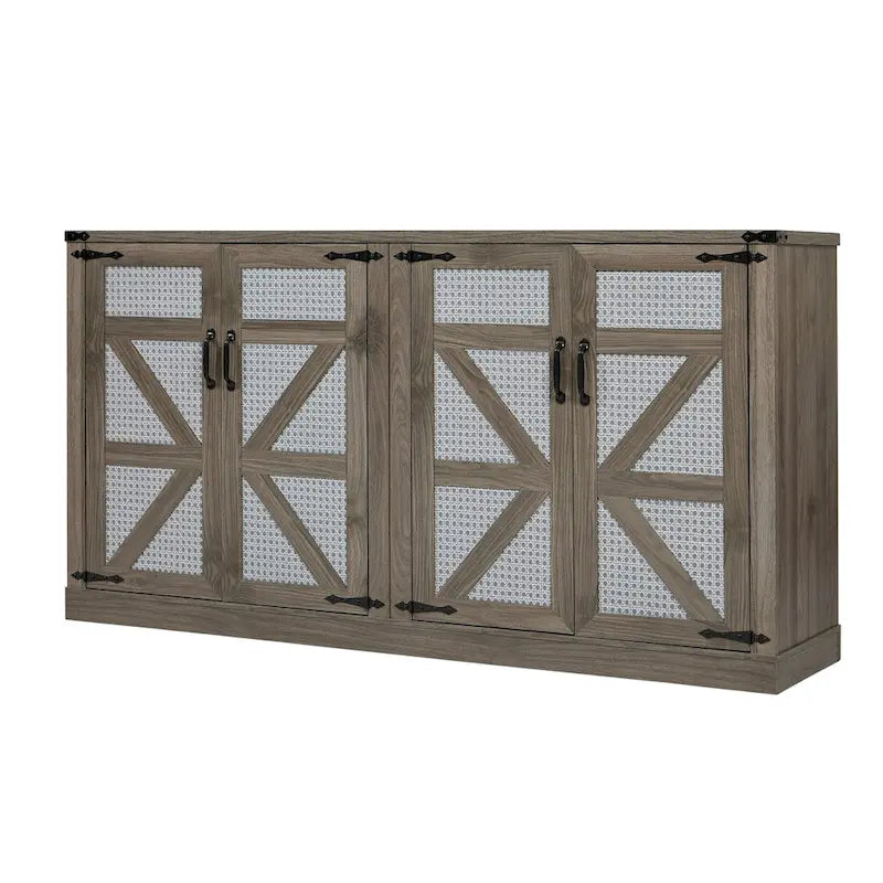 Barn Door Rustic Style Storage Cabinet