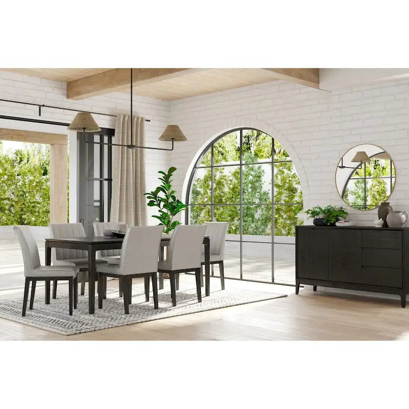 Vintage Black Server with 3 Drawers and 2 Cabinets - 60x18x36 in.