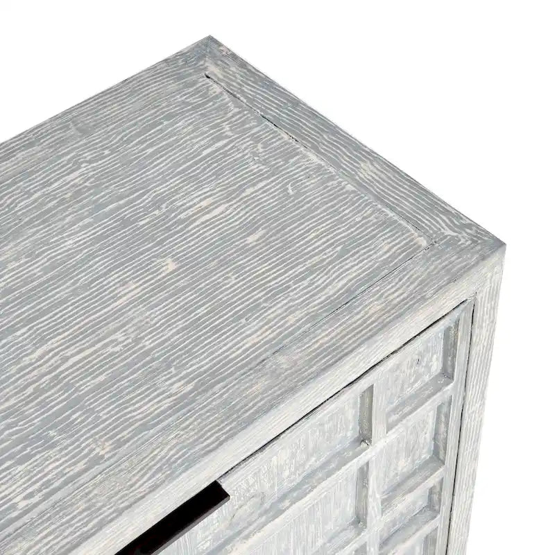 86-inch Reclaimed Pine Sideboard with Grid Pattern
