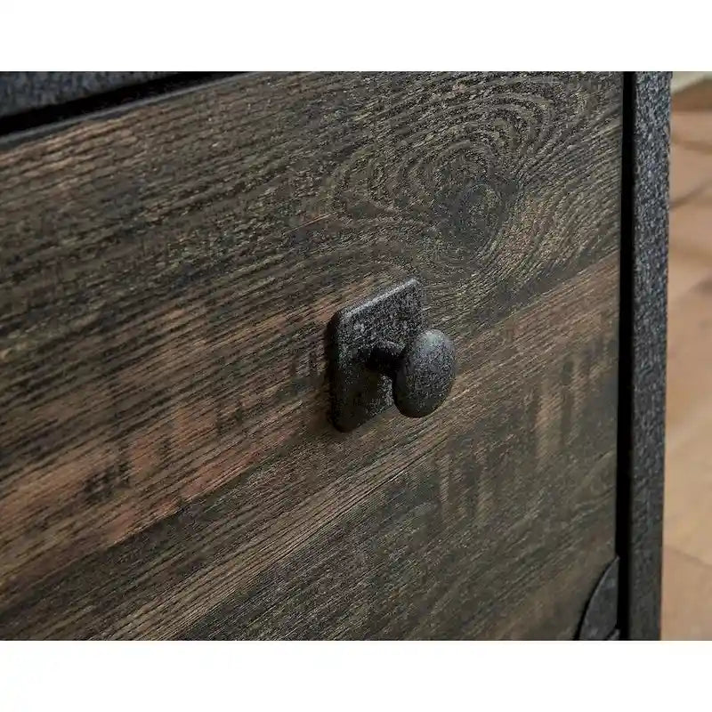 Rustikaler Akten-Seitenschrank mit 2 Schubladen in Carbon Oak
