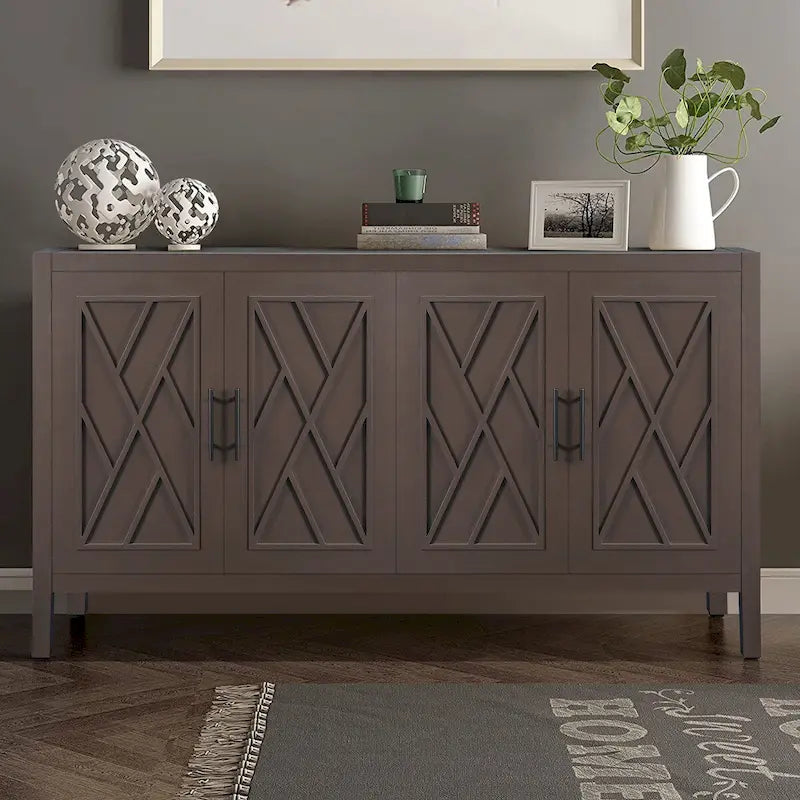 Vintage-Sideboard im amerikanischen Landhausstil aus Holz mit 4 Türen, für Wohnzimmer, Esszimmer, Flur und Eingangsbereich