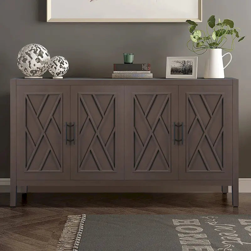 Vintage-Sideboard im amerikanischen Landhausstil aus Holz mit 4 Türen, für Wohnzimmer, Esszimmer, Flur und Eingangsbereich