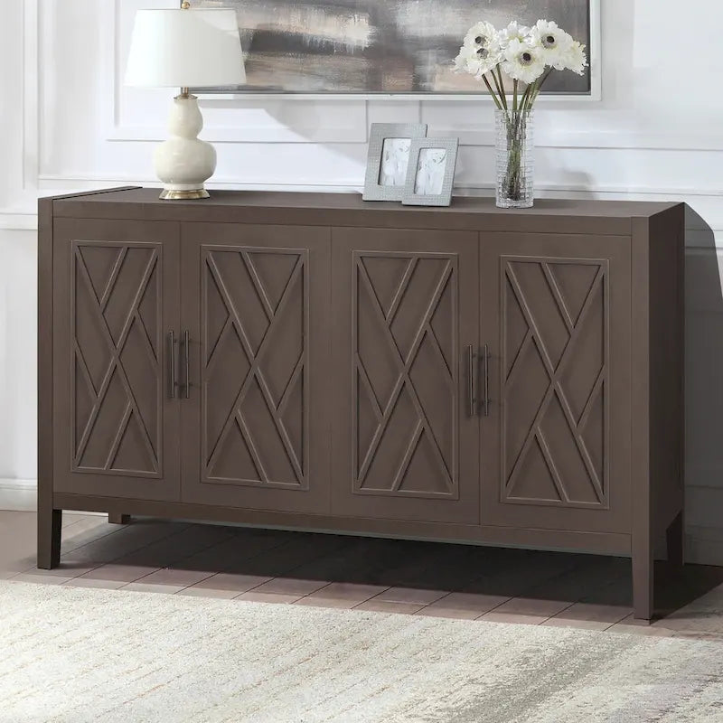 Vintage-Sideboard im amerikanischen Landhausstil aus Holz mit 4 Türen, für Wohnzimmer, Esszimmer, Flur und Eingangsbereich