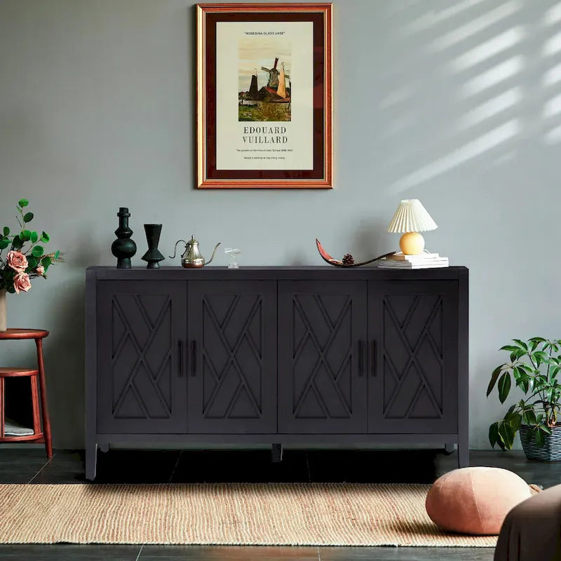 Vintage-Sideboard im amerikanischen Landhausstil aus Holz mit 4 Türen, für Wohnzimmer, Esszimmer, Flur und Eingangsbereich