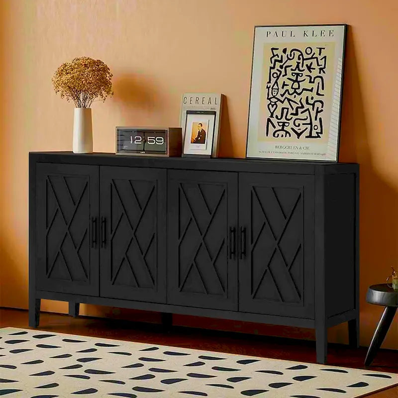 Vintage-Sideboard im amerikanischen Landhausstil aus Holz mit 4 Türen, für Wohnzimmer, Esszimmer, Flur und Eingangsbereich