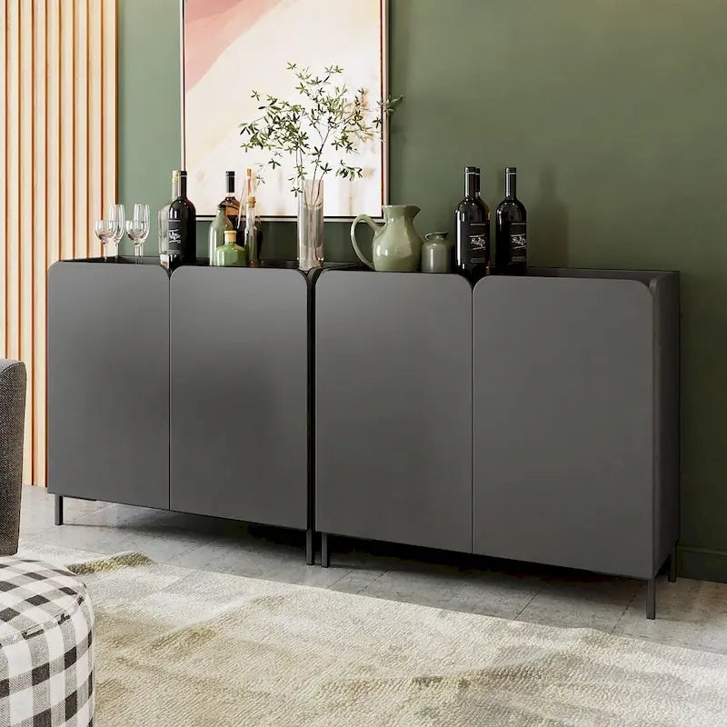 Mid-Century Modern Accent Cabinet Set of 2 - 35.43 x 31.88 x 13.97 in.