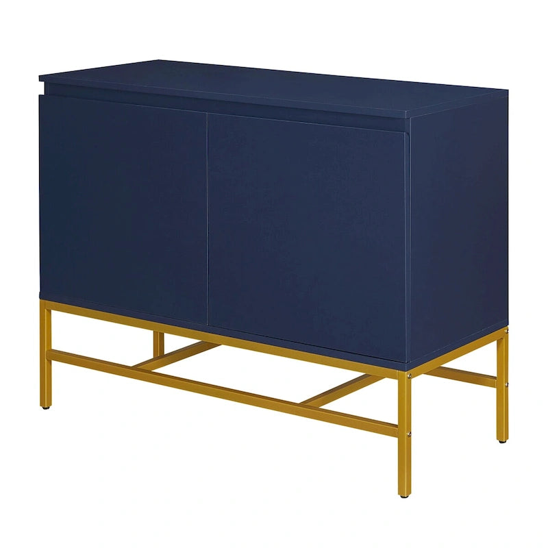 Minimalistisches und luxuriöses Sideboard mit zwei Türen und goldfarbenen Metallbeinen fürs Wohn- und Esszimmer