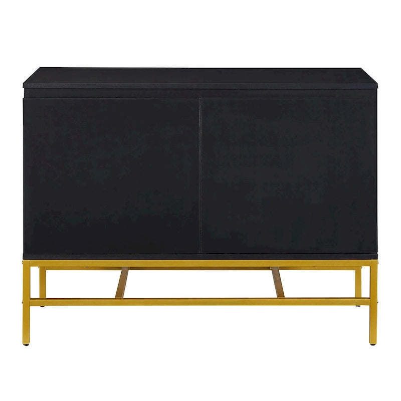 Minimalistisches und luxuriöses Sideboard mit zwei Türen und goldfarbenen Metallbeinen fürs Wohn- und Esszimmer