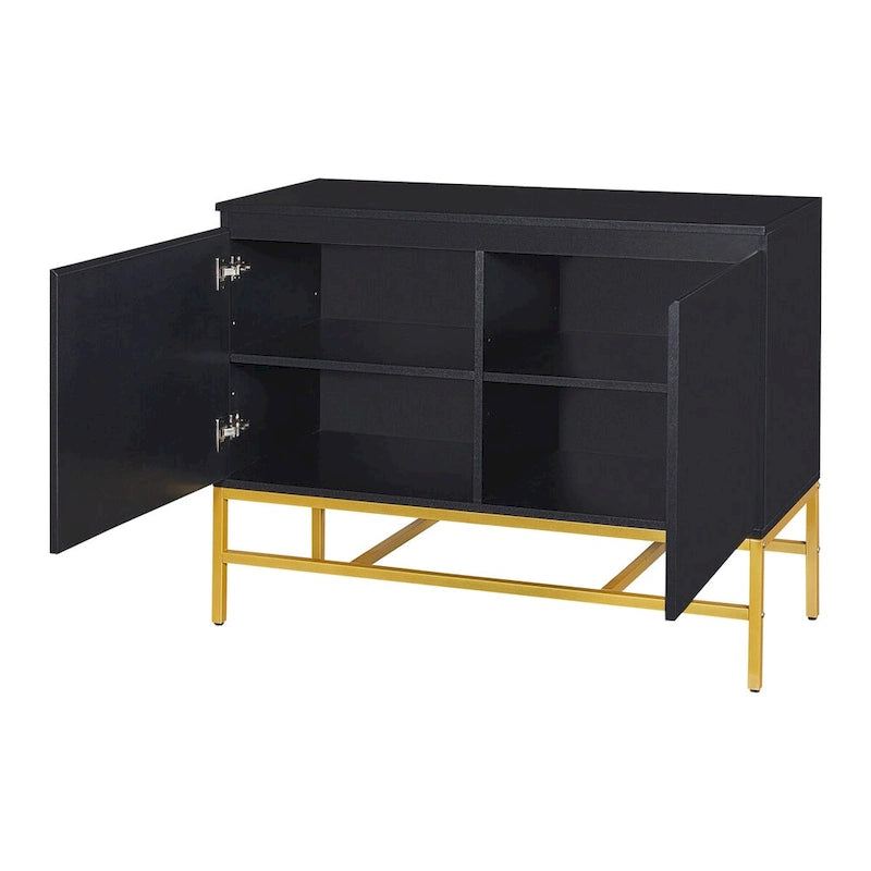 Minimalistisches und luxuriöses Sideboard mit zwei Türen und goldfarbenen Metallbeinen fürs Wohn- und Esszimmer