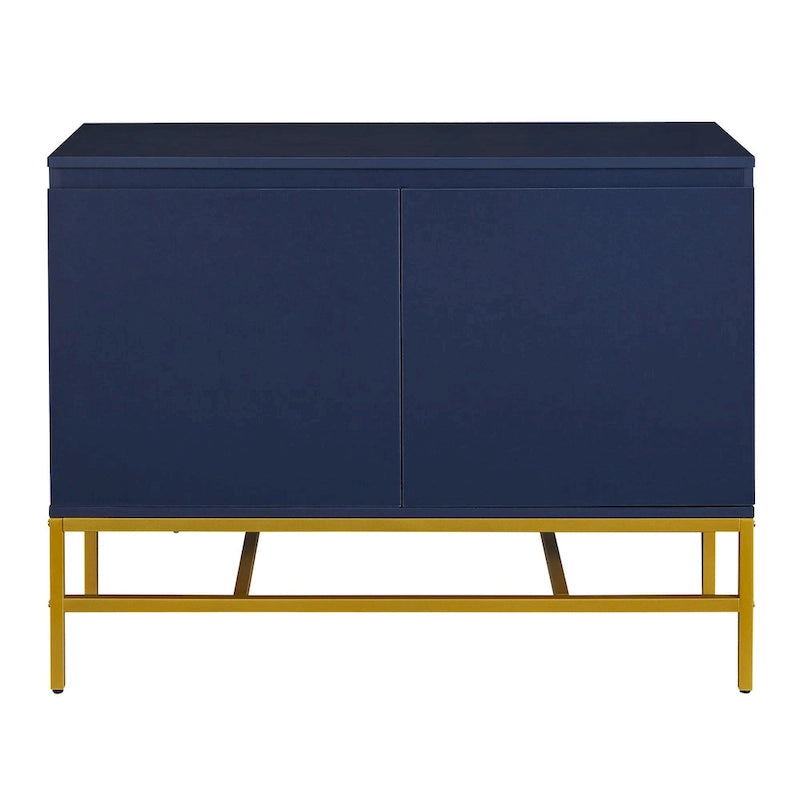 Minimalistisches und luxuriöses Sideboard mit zwei Türen und goldfarbenen Metallbeinen fürs Wohn- und Esszimmer