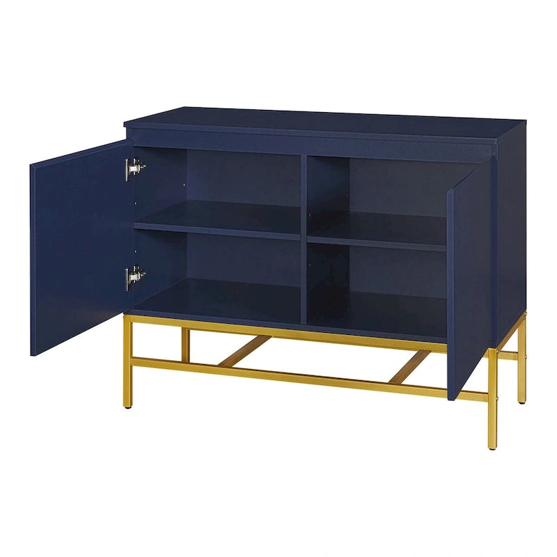 Minimalistisches und luxuriöses Sideboard mit zwei Türen und goldfarbenen Metallbeinen fürs Wohn- und Esszimmer