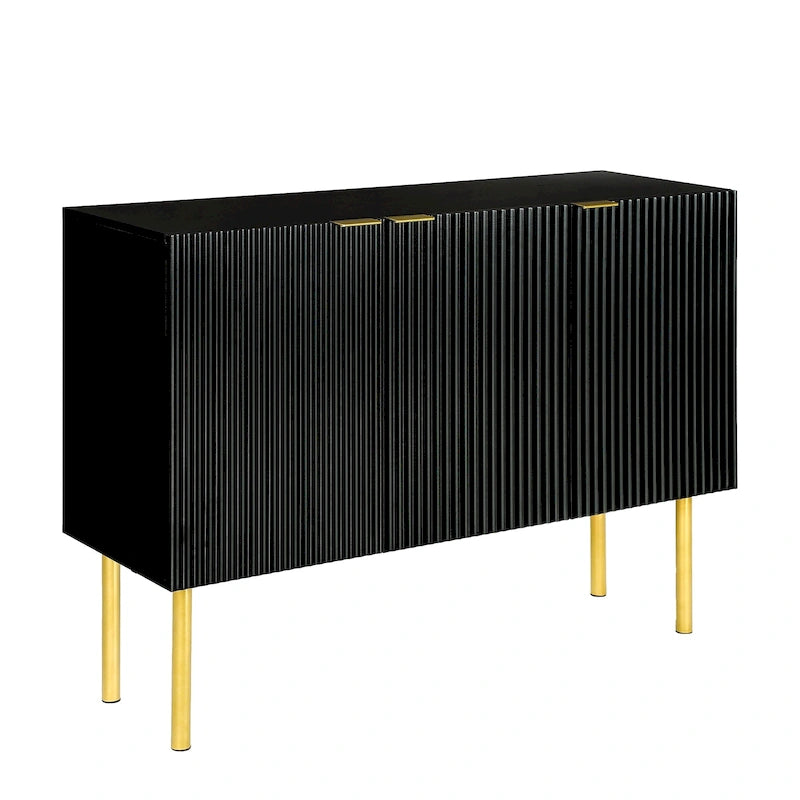 Sideboard mit goldfarbenen Metallbeinen, Griffen und verstellbaren Einlegeböden - 47L x 16.5W x 35.5H