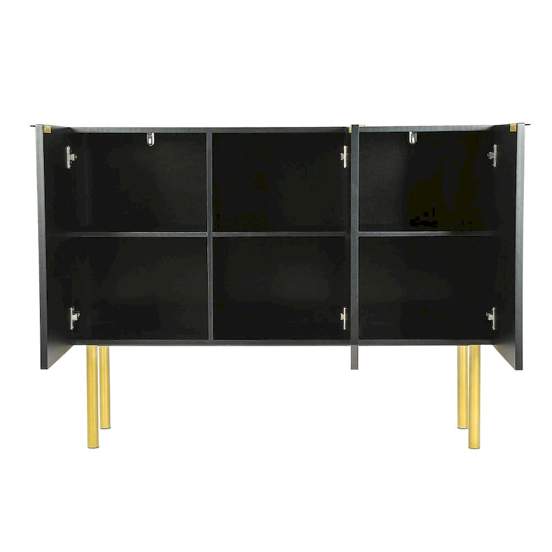 Sideboard mit goldfarbenen Metallbeinen, Griffen und verstellbaren Einlegeböden - 47L x 16.5W x 35.5H