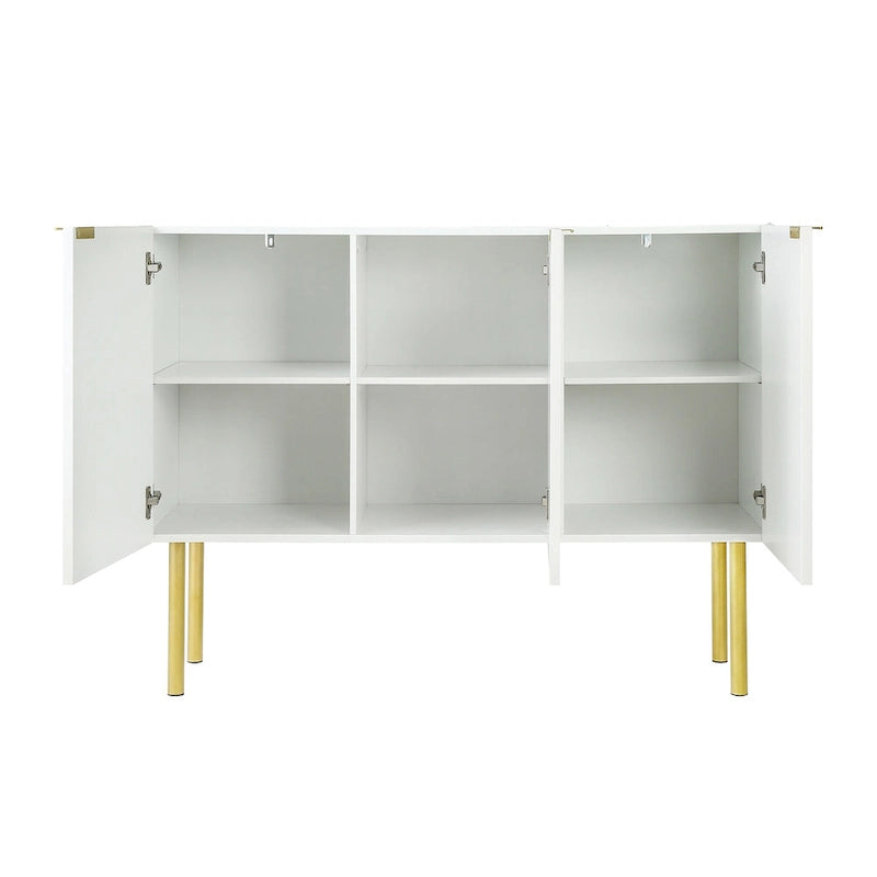 Sideboard mit goldfarbenen Metallbeinen, Griffen und verstellbaren Einlegeböden - 47L x 16.5W x 35.5H