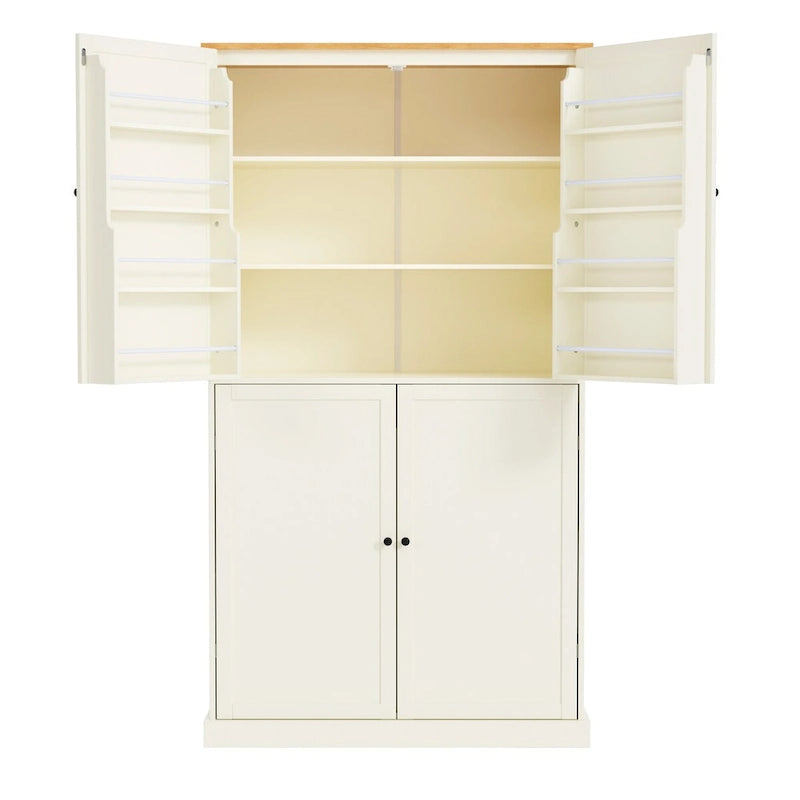 Freistehender Küchen-Vorratsschrank, 40.2x20x71.3inch hoch, großer Aufbewahrungsschrank mit 2 Schubladen und 2 verstellbaren Einlegeböden hinter 8 Türen