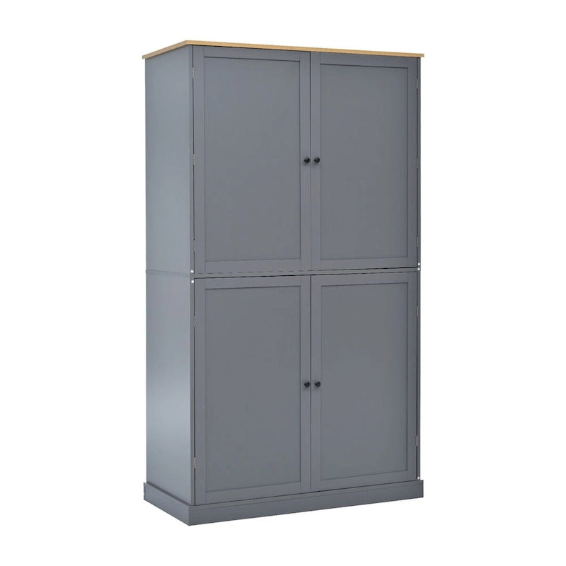 Freistehender Küchen-Vorratsschrank, 40.2x20x71.3inch hoch, großer Aufbewahrungsschrank mit 2 Schubladen und 2 verstellbaren Einlegeböden hinter 8 Türen
