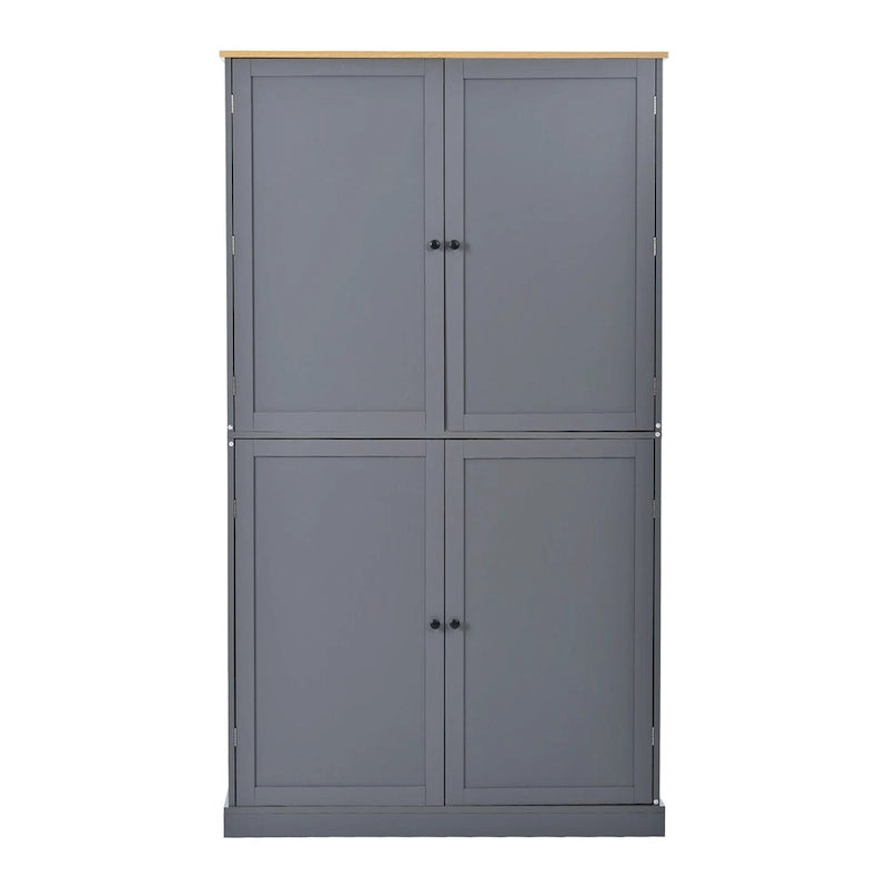 Freistehender Küchen-Vorratsschrank, 40.2x20x71.3inch hoch, großer Aufbewahrungsschrank mit 2 Schubladen und 2 verstellbaren Einlegeböden hinter 8 Türen