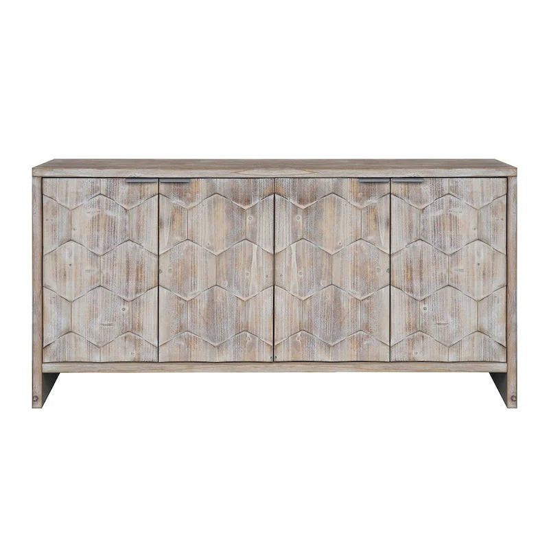 Sideboard-Buffetschrank im Landhausstil mit 4 Türen und geriffelten Türen