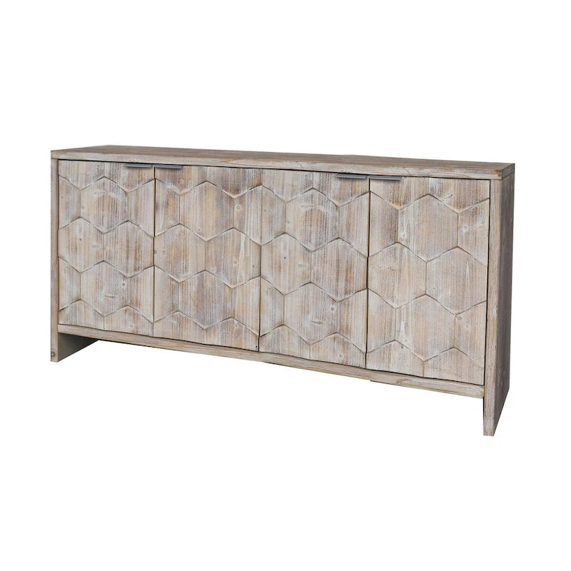 Sideboard-Buffetschrank im Landhausstil mit 4 Türen und geriffelten Türen