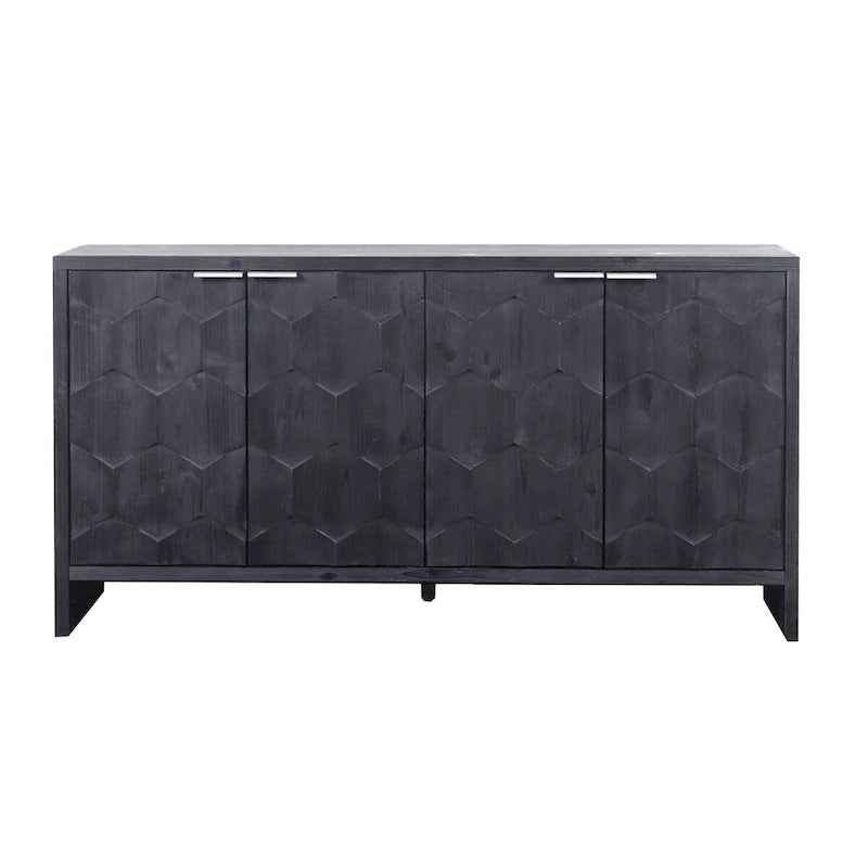 Sideboard-Buffetschrank im Landhausstil mit 4 Türen und geriffelten Türen