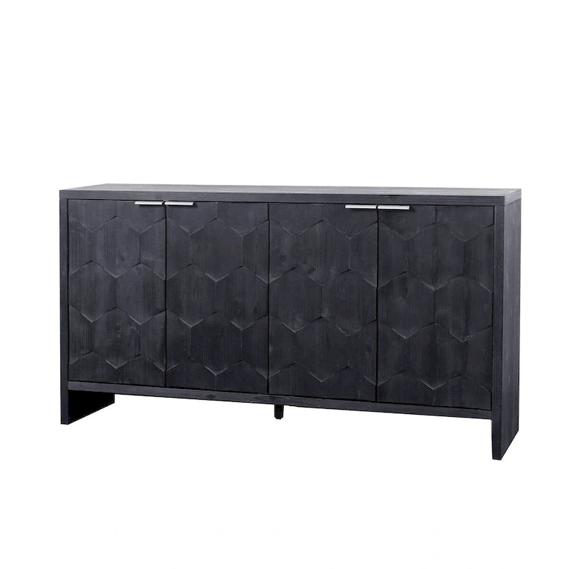 Sideboard-Buffetschrank im Landhausstil mit 4 Türen und geriffelten Türen