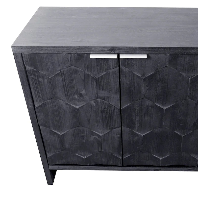 Sideboard-Buffetschrank im Landhausstil mit 4 Türen und geriffelten Türen