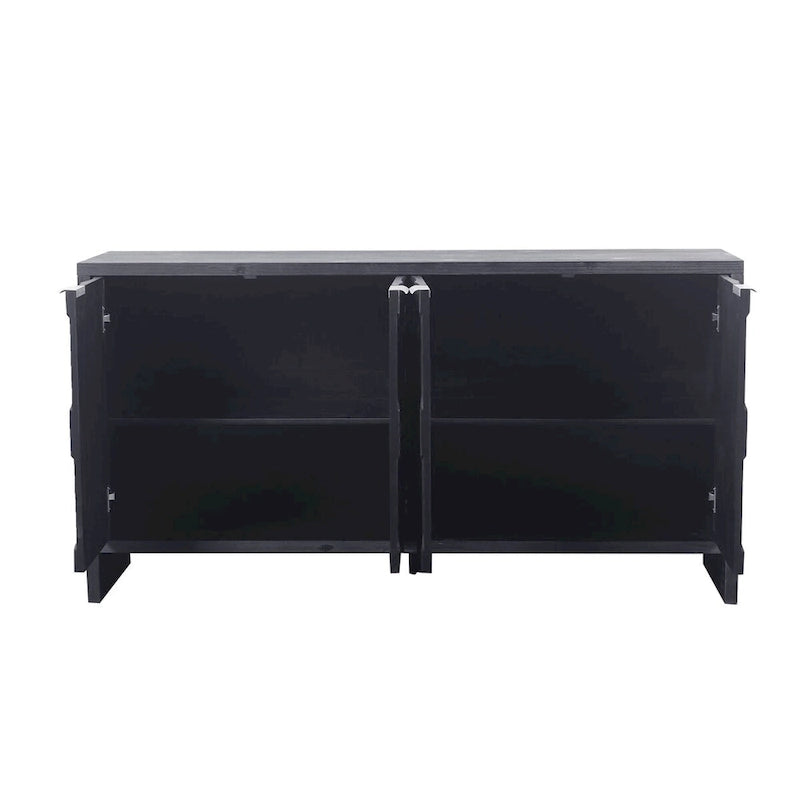 Sideboard-Buffetschrank im Landhausstil mit 4 Türen und geriffelten Türen
