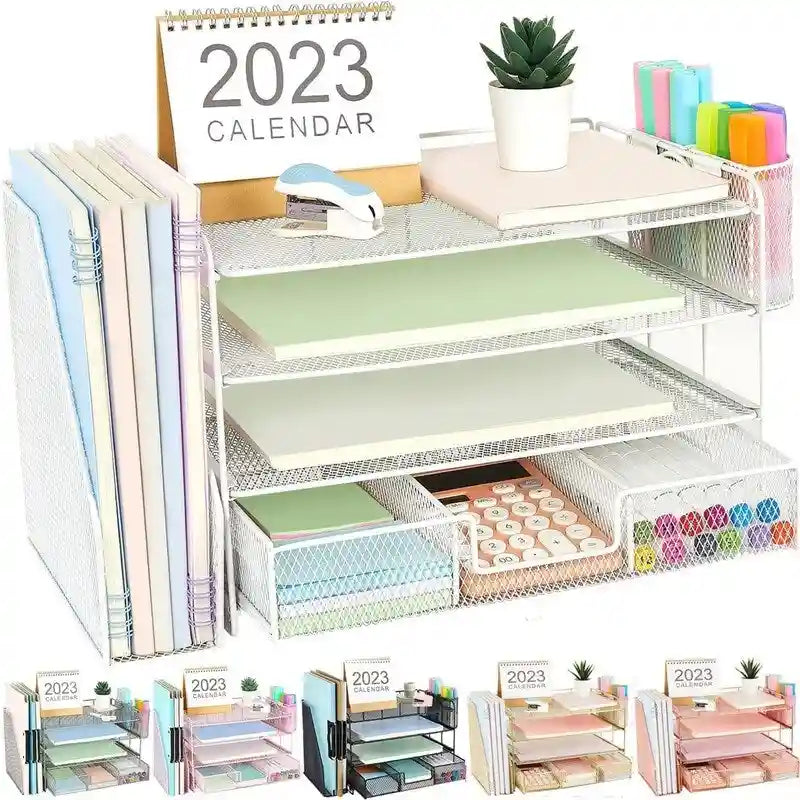4 Tier Letter Tray Office Desk Organizers - 9.44D x 13.38W x 9.05H