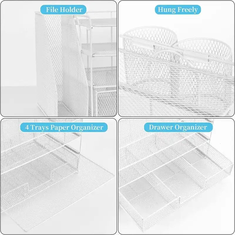 4 Tier Letter Tray Office Desk Organizers - 9.44D x 13.38W x 9.05H
