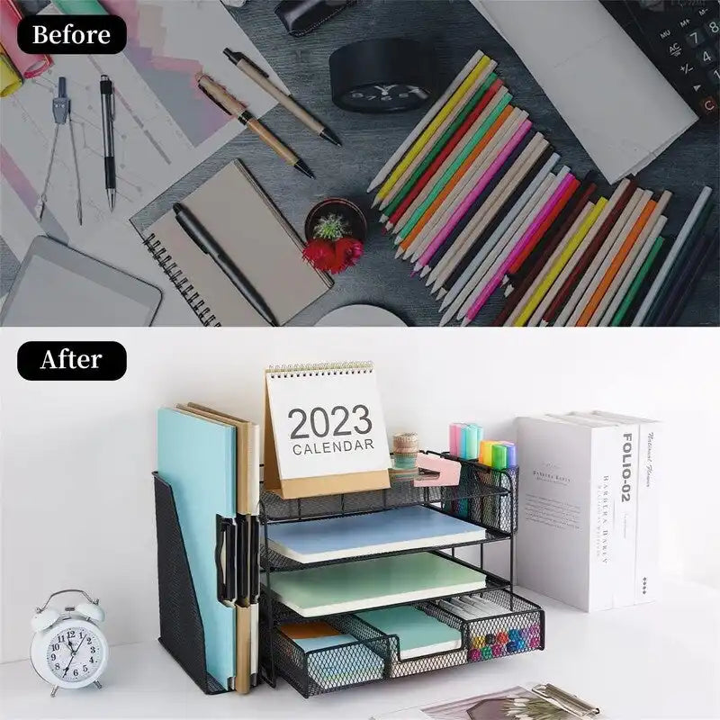 4 Tier Letter Tray Office Desk Organizers - 9.44D x 13.38W x 9.05H