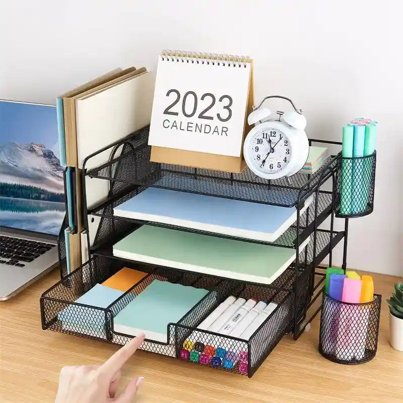 4 Tier Letter Tray Office Desk Organizers - 9.44D x 13.38W x 9.05H