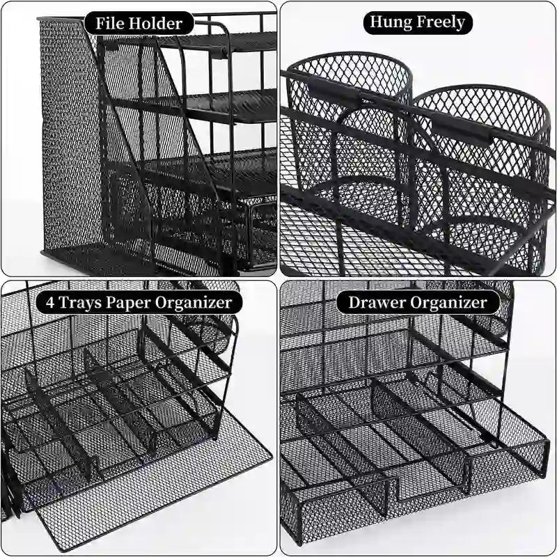 4 Tier Letter Tray Office Desk Organizers - 9.44D x 13.38W x 9.05H