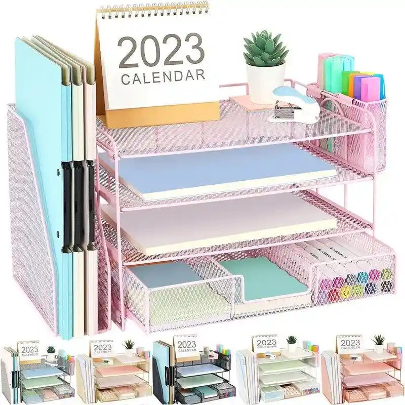 4 Tier Letter Tray Office Desk Organizers - 9.44D x 13.38W x 9.05H