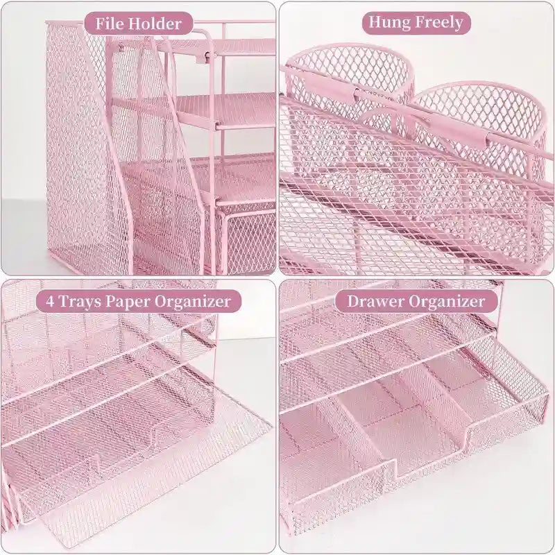 4 Tier Letter Tray Office Desk Organizers - 9.44D x 13.38W x 9.05H