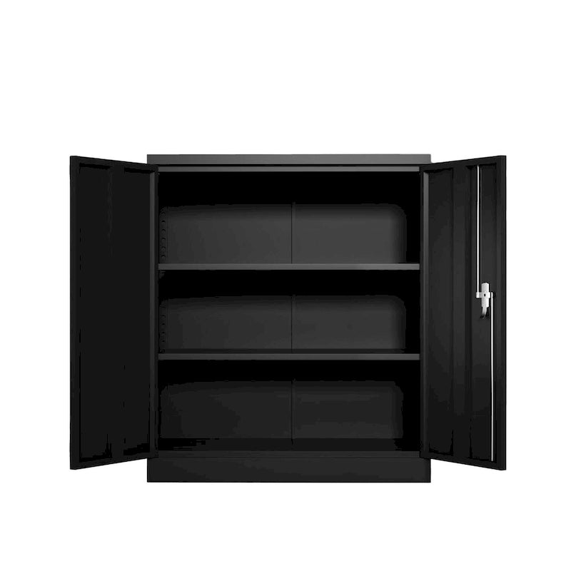 Metal Storage Cabinet with 2 Doors and 2 Shelves, Lockable Design, Perfect for Office, Garage, Warehouse Storage Solutions