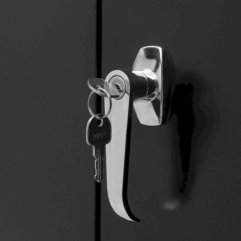 Metall-Aufbewahrungsschrank mit 2 Türen und 2 Einlegeböden, abschließbares Design, ideal für Büro, Garage und Lager