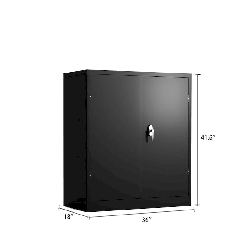 Metall-Aufbewahrungsschrank mit 2 Türen und 2 Einlegeböden, abschließbares Design, ideal für Büro, Garage und Lager