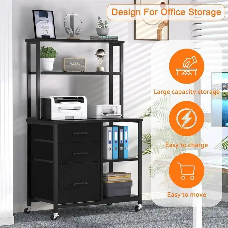 File Cabinet with 3 Drawers and Shelves - 29.5D x 15.7W x 24.6H