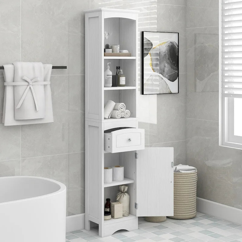 Tall Bathroom Freestanding Storage Cabinet with Drawer