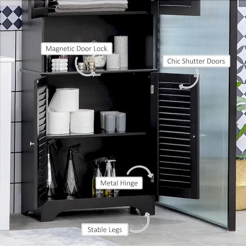 Hoher schmaler Badezimmerschrank mit Türen und Einlegeboden