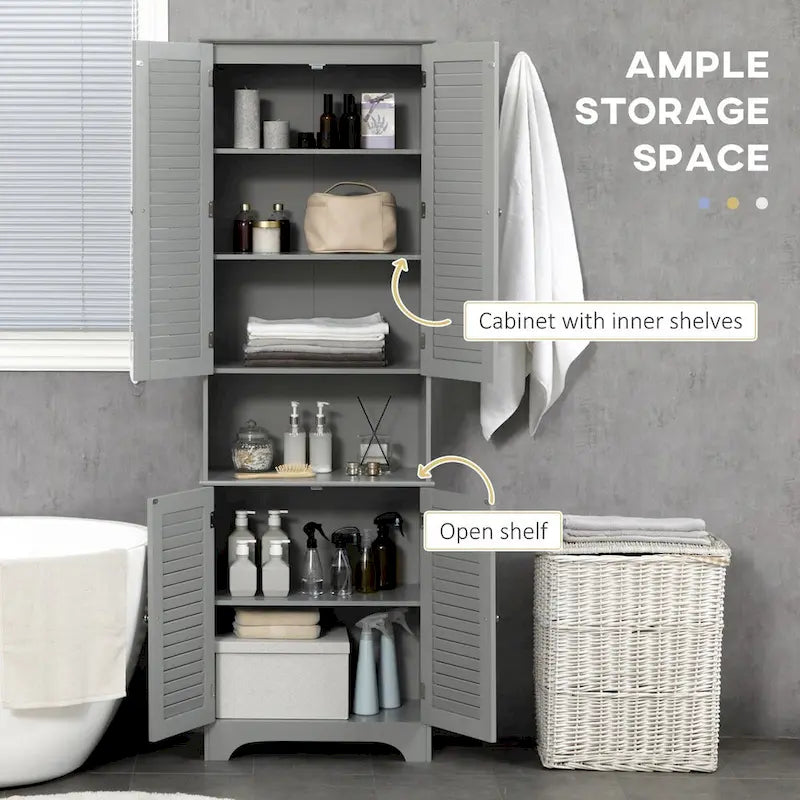 Hoher schmaler Badezimmerschrank mit Türen und Einlegeboden